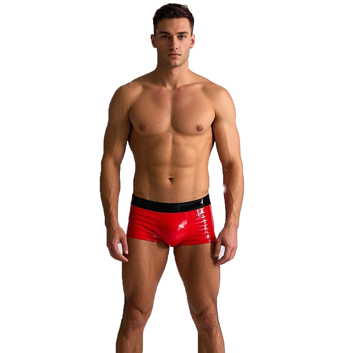 Latex Rubber Boxer Shorts for Men,Red Natural Rubber Underwear,Men's Rubber Panties