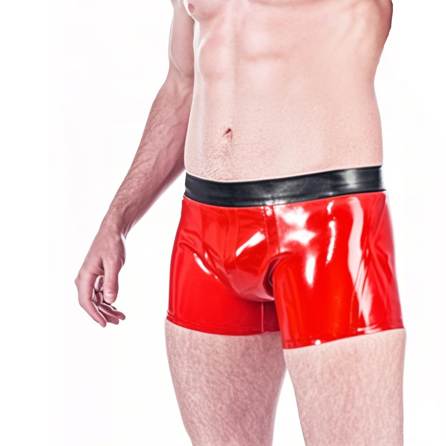 Latex Rubber Boxer Shorts for Men,Red Natural Rubber Underwear,Men's Rubber Panties