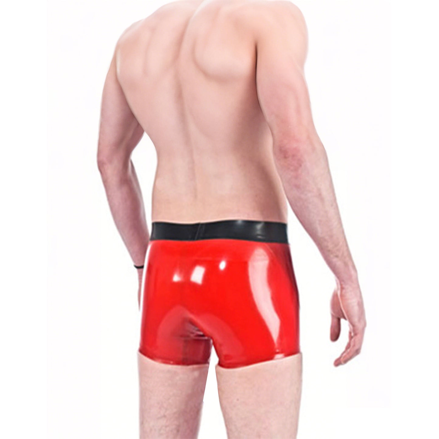 Latex Rubber Boxer Shorts for Men,Red Natural Rubber Underwear,Men's Rubber Panties