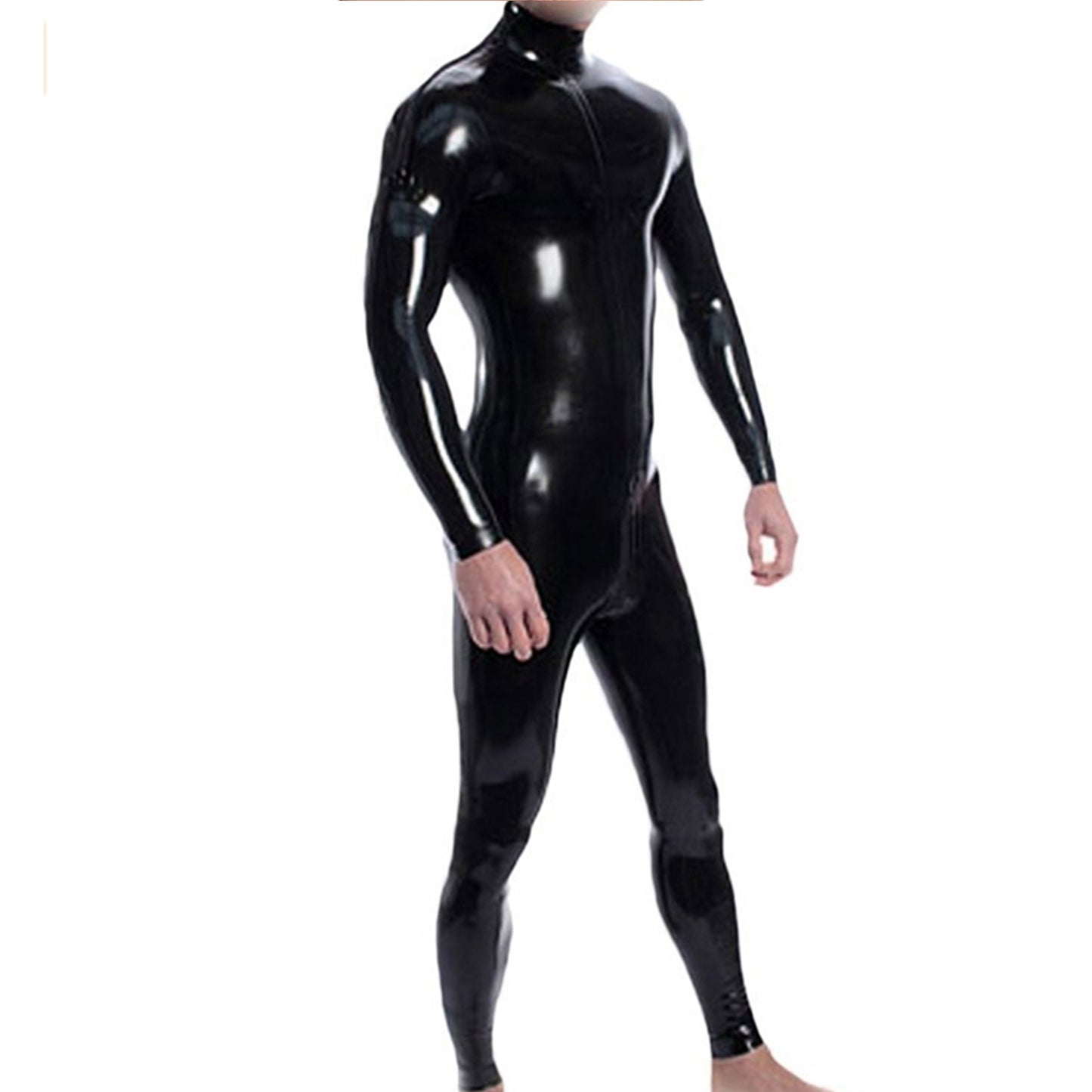 Latex Catsuit with Double Shoulder Zipper and Crotch Zipper