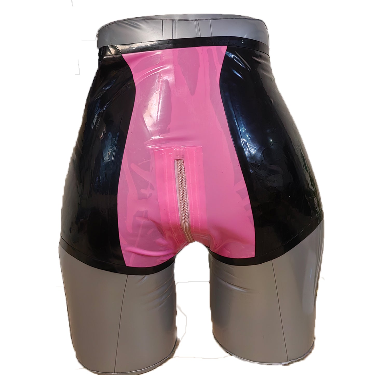 Black Pink Stitching Women's Latex Shorts