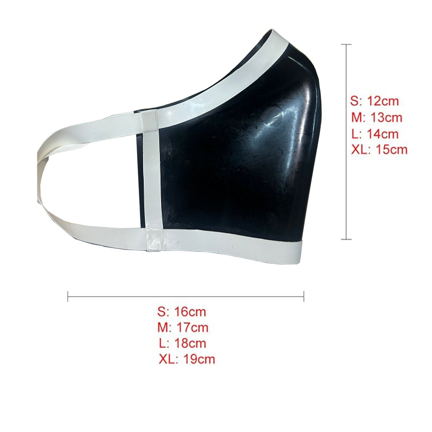 Handmade Rubber Mask,Black with White Trim