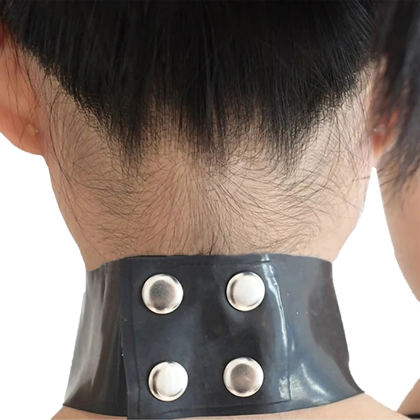 Latex Neck O-Ring Collar,Unisex Black Latex Collar,with Adjustable Back Clasp