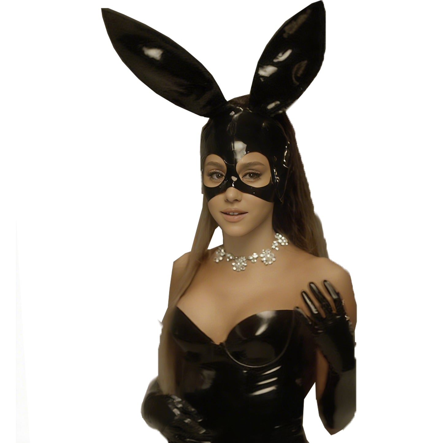 Handmade Playful Black Latex Bunny Mask