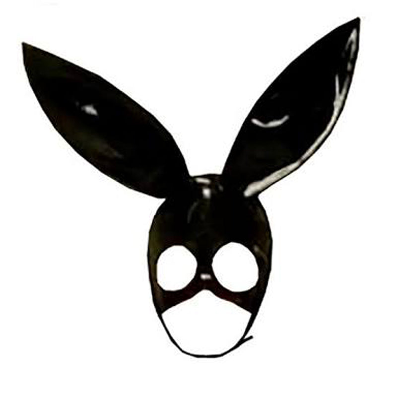 Handmade Playful Black Latex Bunny Mask