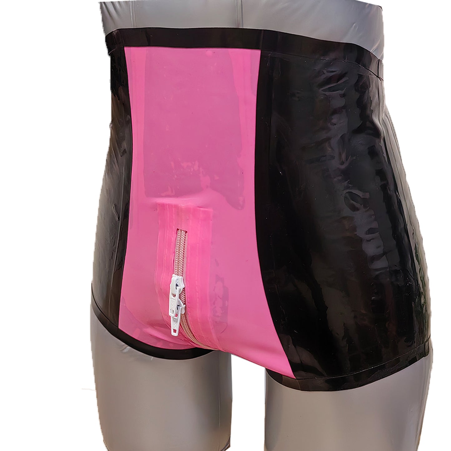 Black Pink Stitching Women's Latex Shorts