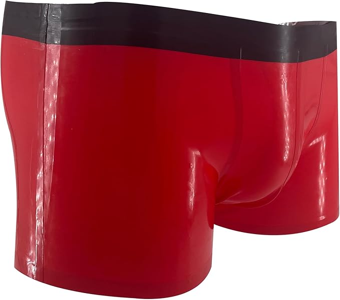 Latex Rubber Boxer Shorts for Men,Red Natural Rubber Underwear,Men's Rubber Panties