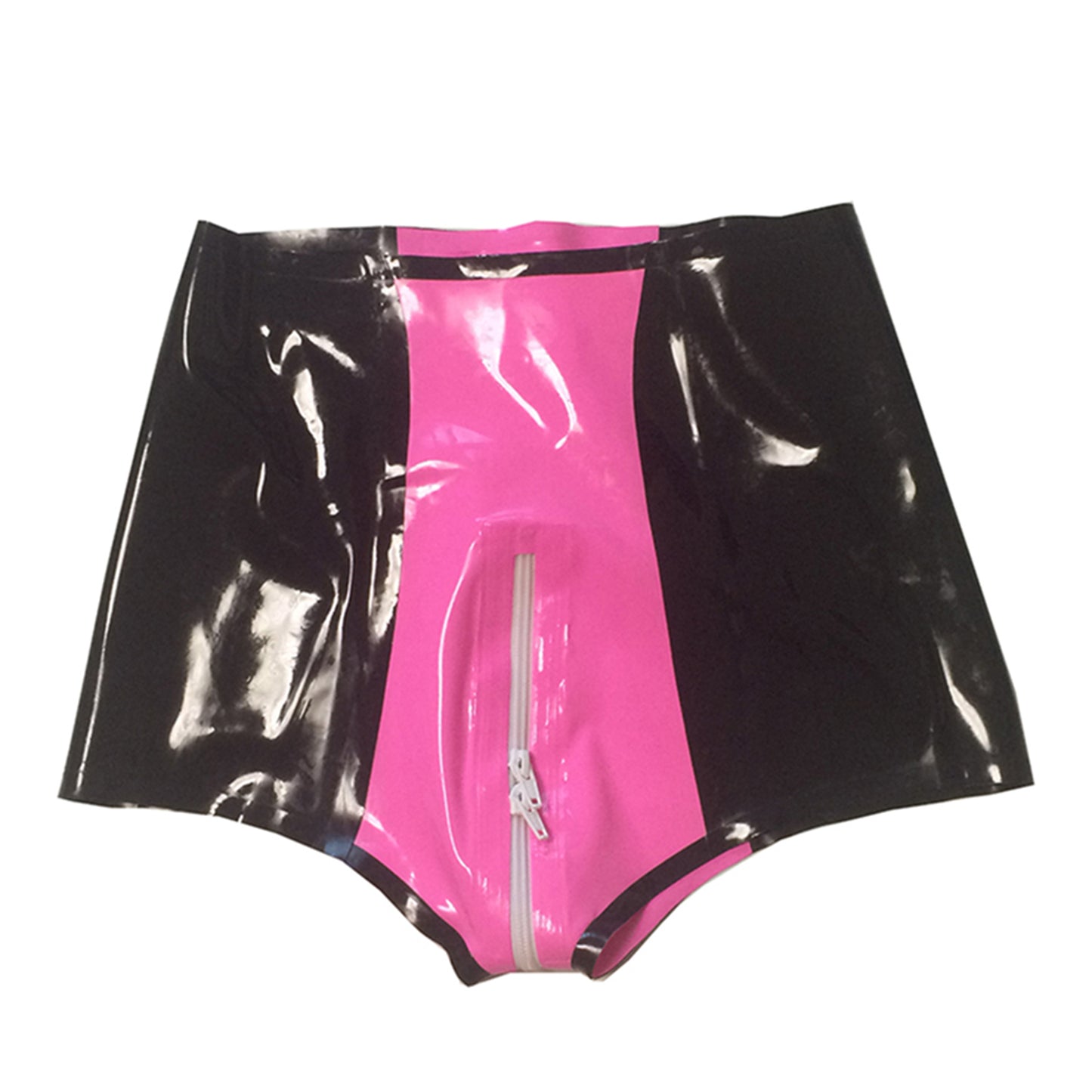 Black Pink Stitching Women's Latex Shorts