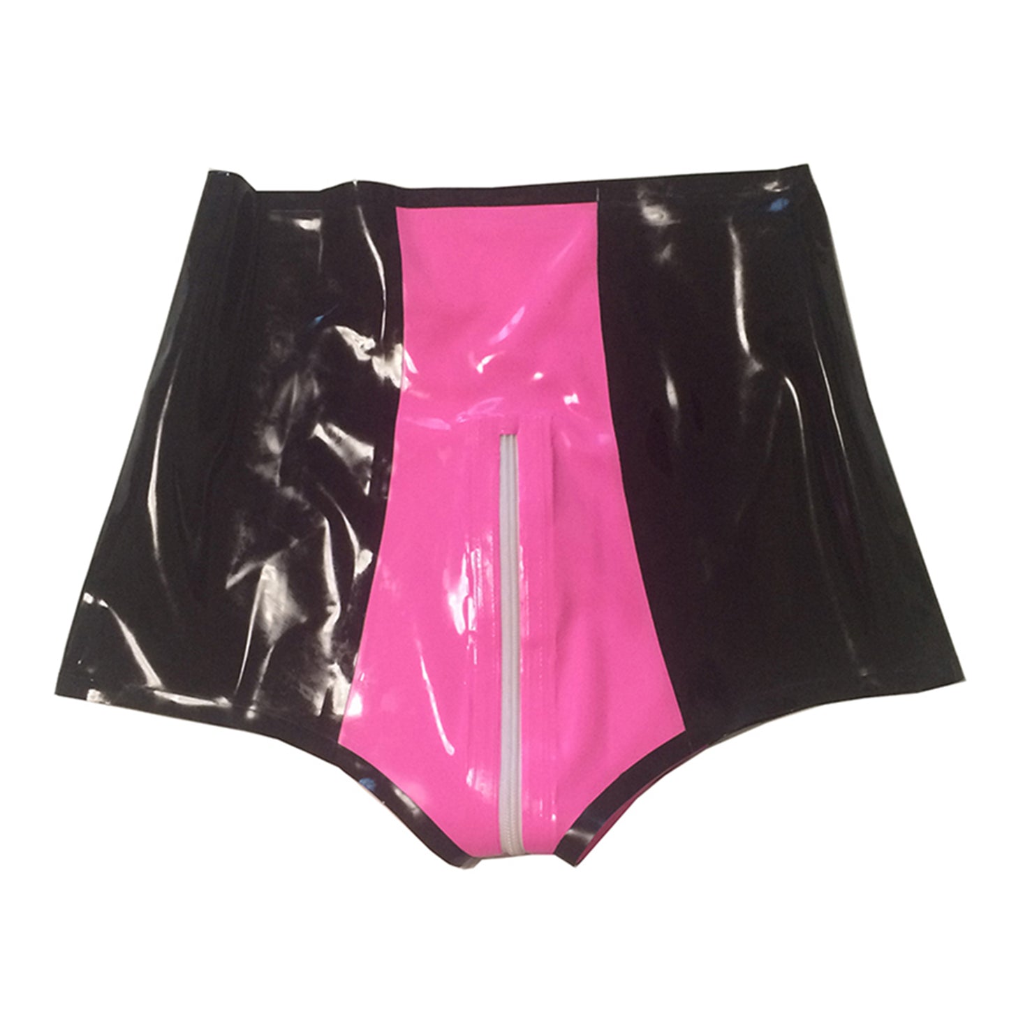 Black Pink Stitching Women's Latex Shorts