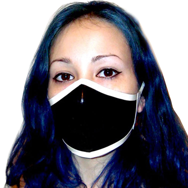 Handmade Rubber Mask,Black with White Trim