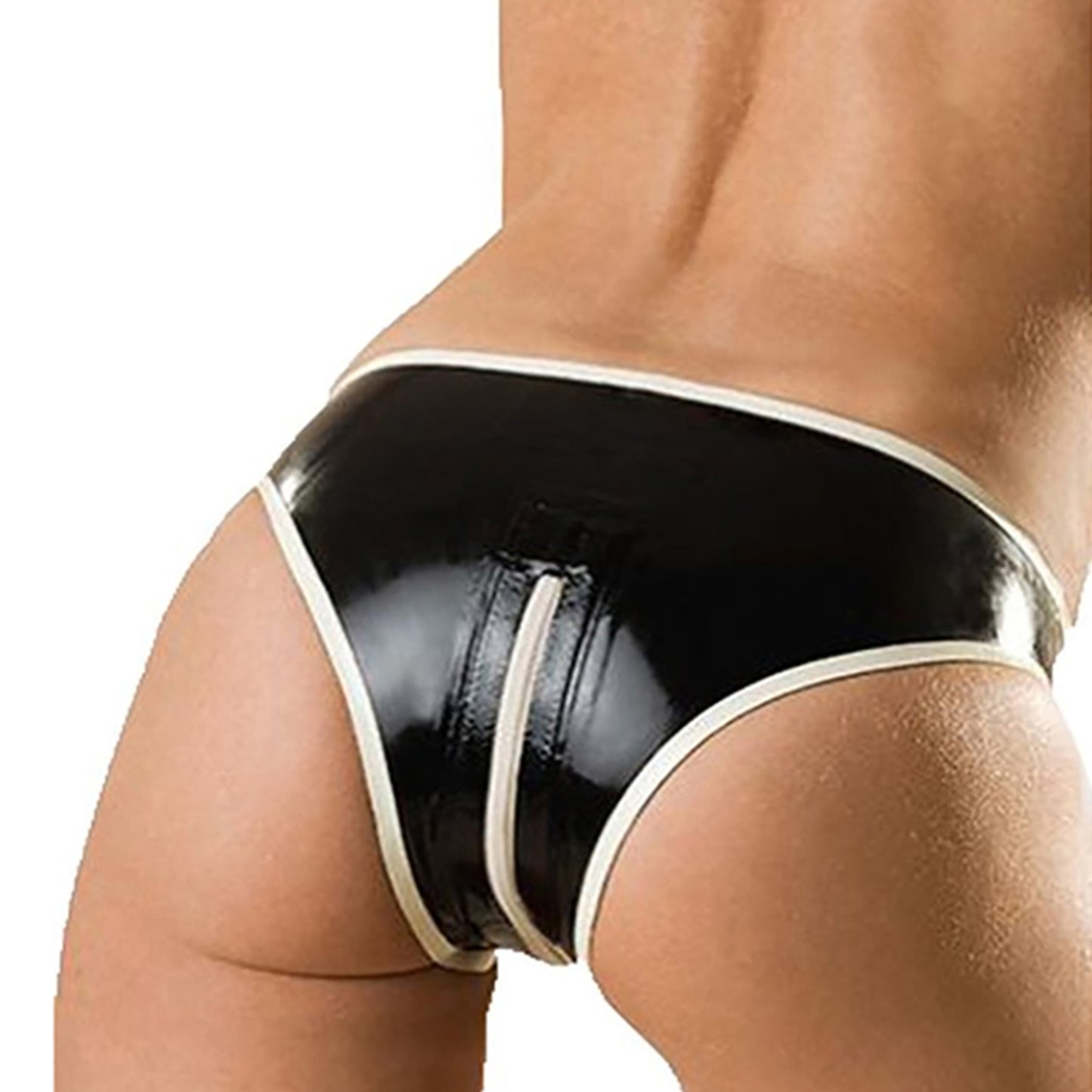 Handmade Black Natural Rubber Latex Panties with Zipper