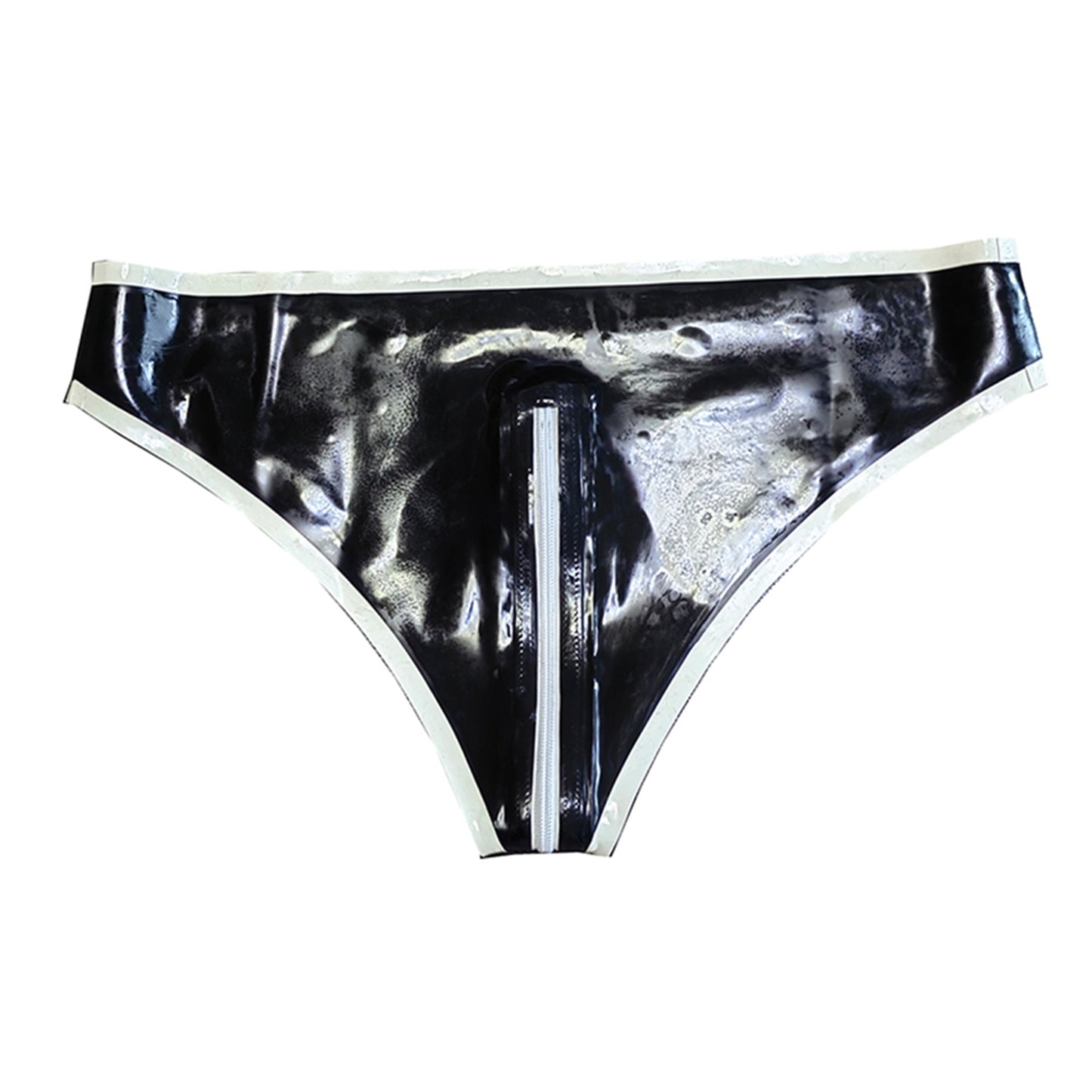 Handmade Black Natural Rubber Latex Panties with Zipper