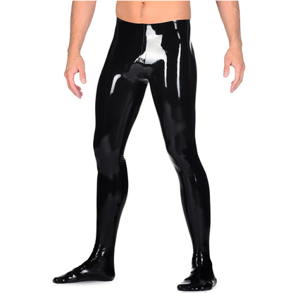 Men Handmade Black Latex Pants Integrated Socks Rubber Leggings Clubwear