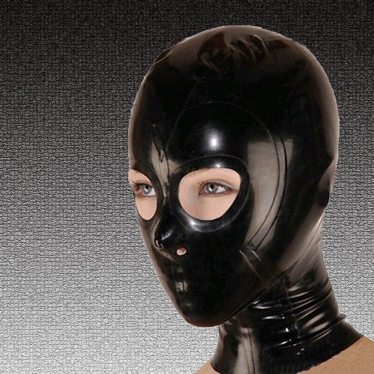 Black Full Face Latex Hood,Bondage Mask Hood