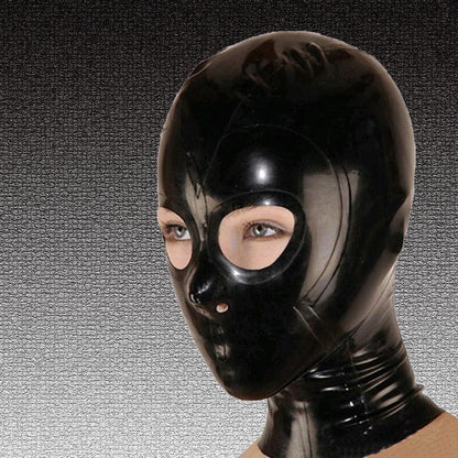 Black Full Face Latex Hood,Bondage Mask Hood