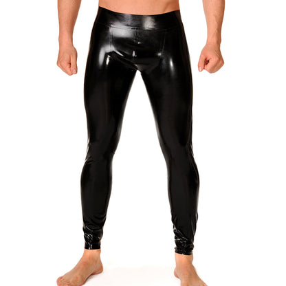 Men Handmade Black Natural Latex Leggings Pants Clubwear