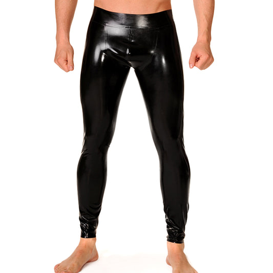 Men Handmade Black Natural Latex Leggings Pants Clubwear