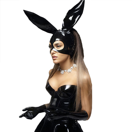Handmade Playful Black Latex Bunny Mask