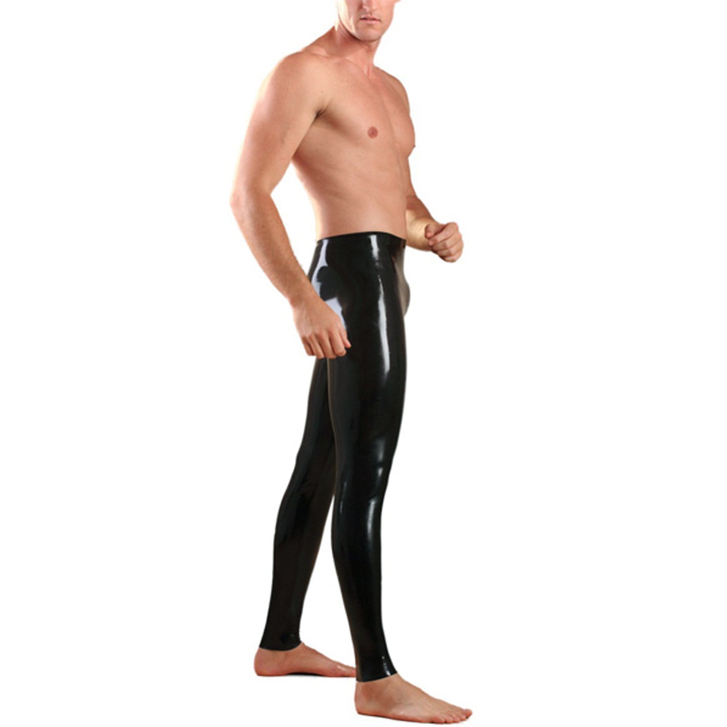 Men Handmade Black Natural Latex Leggings Pants Clubwear