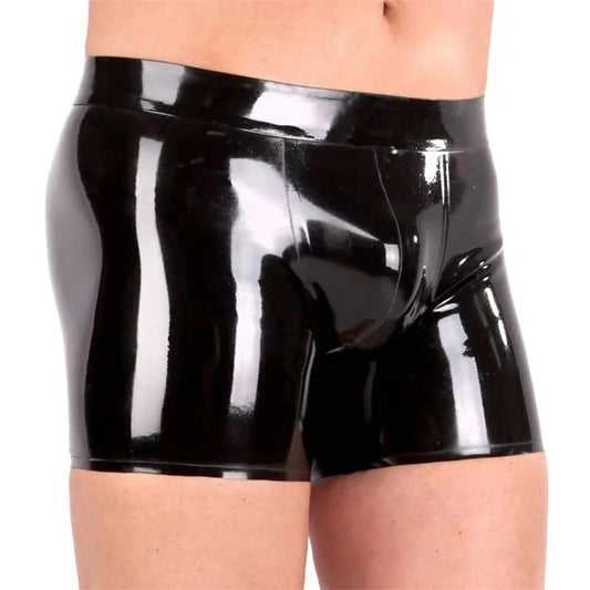 Fashion Men Black Latex Panties,Natural Latex Shorts for Men