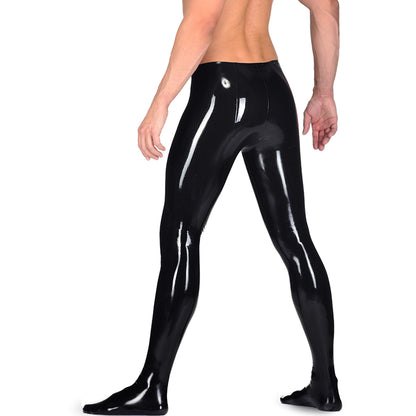 Men Handmade Black Latex Pants Integrated Socks Rubber Leggings Clubwear