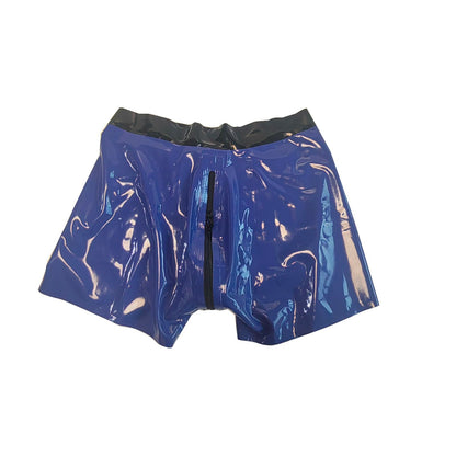 Blue Rubber Boxer Shorts,Latex Men‘s Underwear