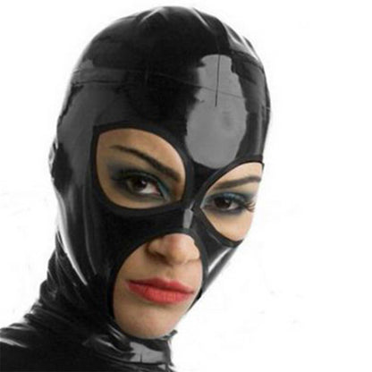 Black Latex Hood Mask with Open Mouth and eyes,Fetish Rubber Hooded Masks