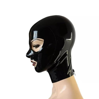 Black Latex Hood Masks,Full Face Latex Mask for Men Women,Fetish Rubber Hooded Masks