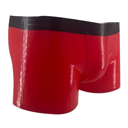 Latex Rubber Boxer Shorts for Men,Red Natural Rubber Underwear,Men's Rubber Panties