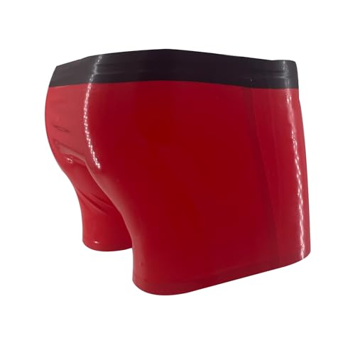 Latex Rubber Boxer Shorts for Men,Red Natural Rubber Underwear,Men's Rubber Panties