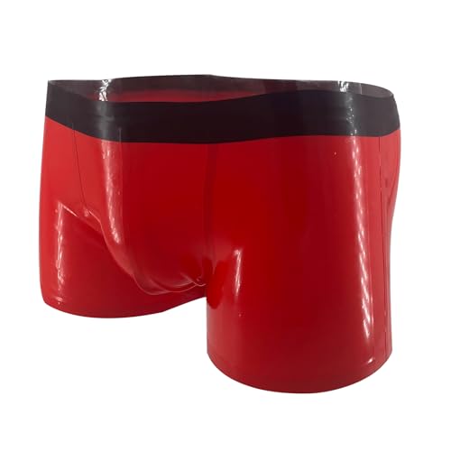 Latex Rubber Boxer Shorts for Men,Red Natural Rubber Underwear,Men's Rubber Panties