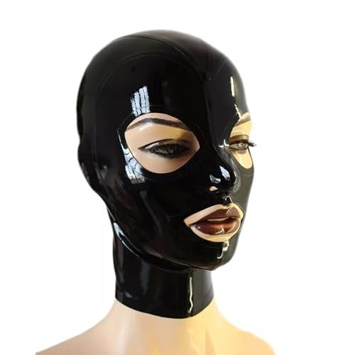 Black Latex Hood Masks,Full Face Latex Mask for Men Women,Fetish Rubber Hooded Masks