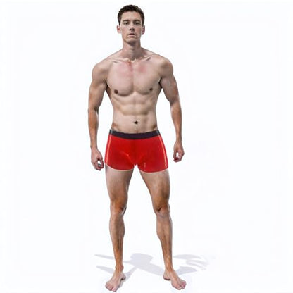 Latex Rubber Boxer Shorts for Men,Red Natural Rubber Underwear,Men's Rubber Panties