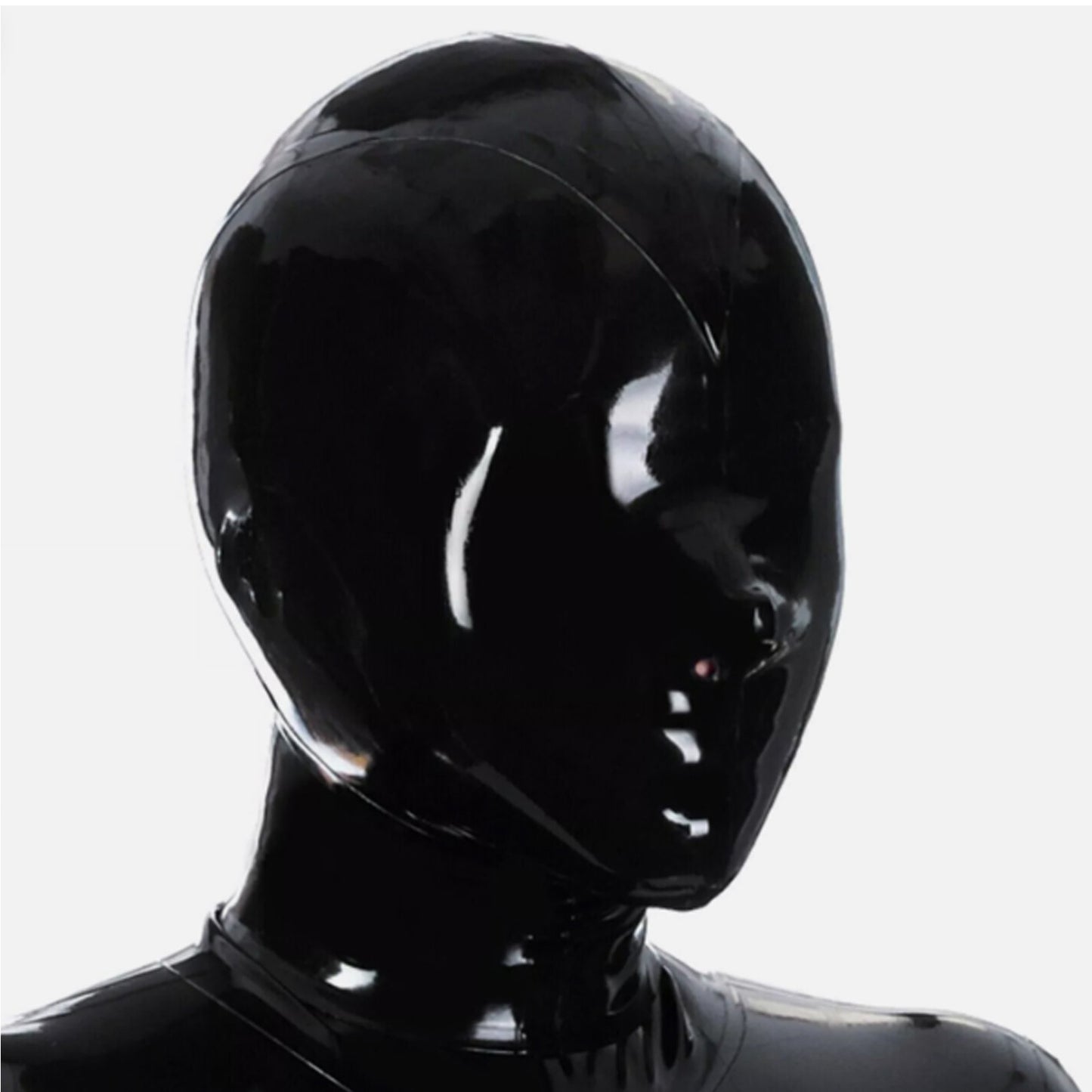 Black Latex Hood Mask,Full Face Latex Masks with Open Nose Only