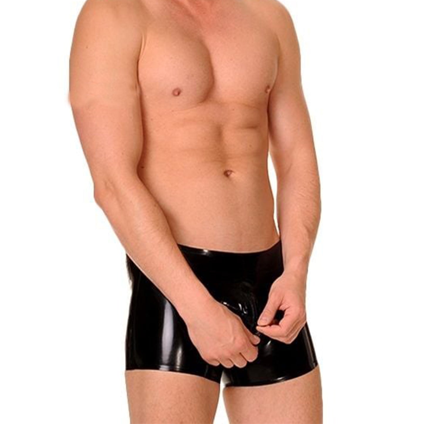 Black Latex Boxer Shorts for Men,Latex Underwear with Zipper