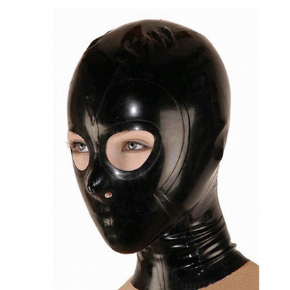 Black Full Face Latex Hood,Bondage Mask Hood