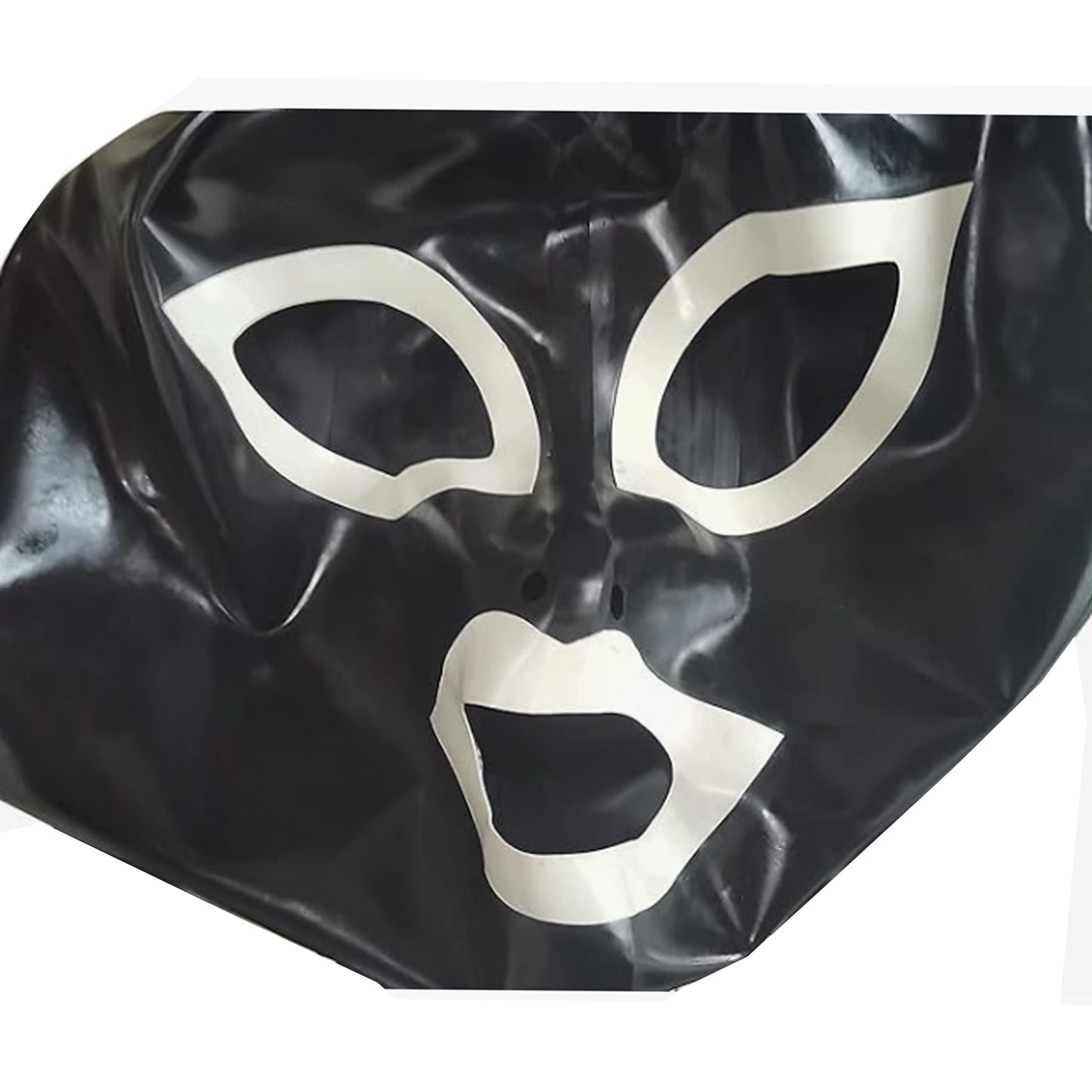 Women Black Latex Mask With Double Ponytail Wig