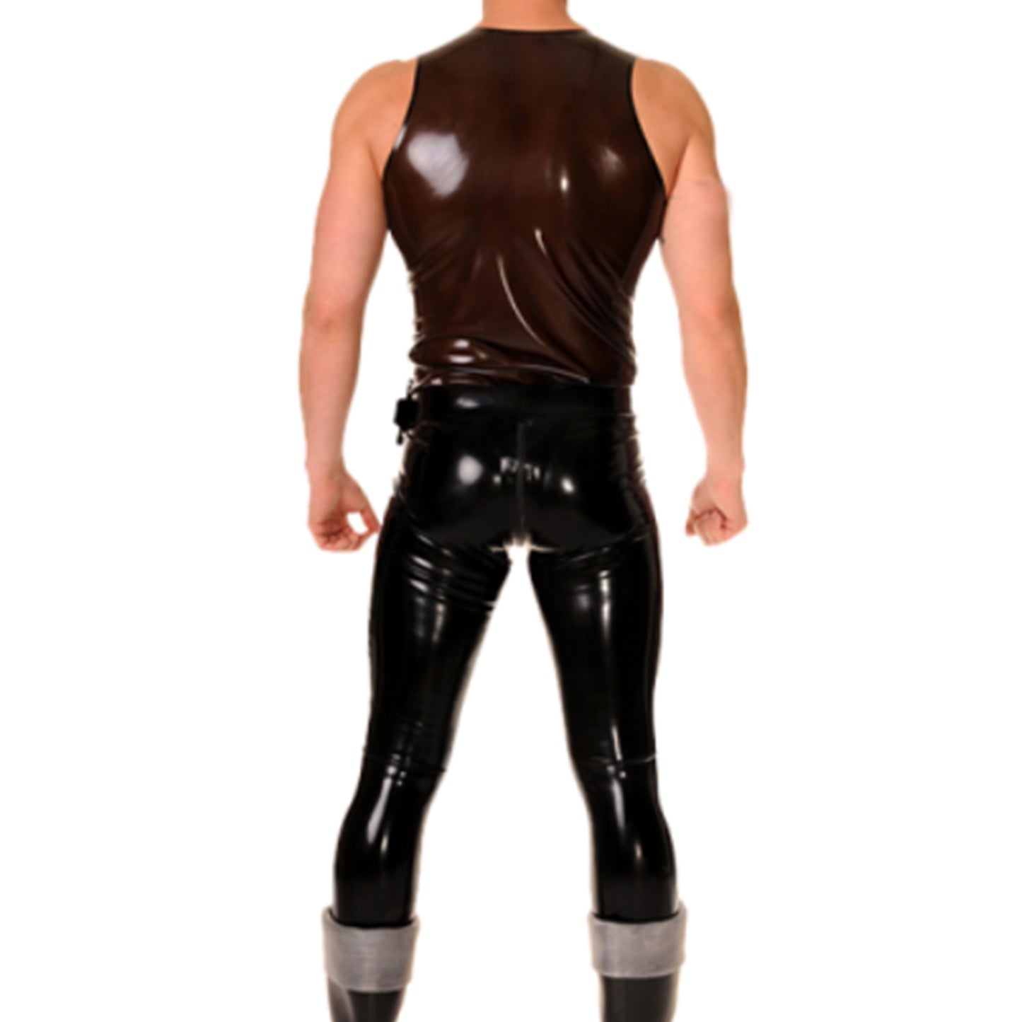 Fashion Black Men's Latex Vest,Natural Rubber Latex T-Shirt