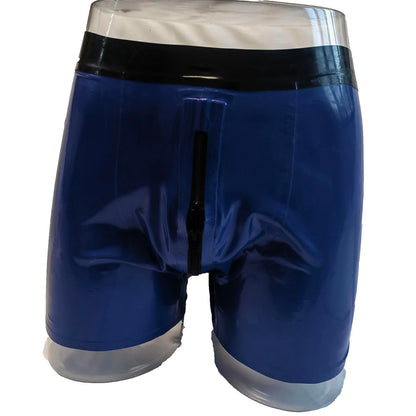 Blue Rubber Boxer Shorts,Latex Men‘s Underwear