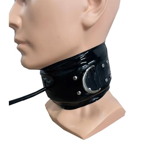 Inflatable Latex Collar Corset,Unisex Latex Neck Choker Back Zip,Rubber Neck Cover Choker Party Costume