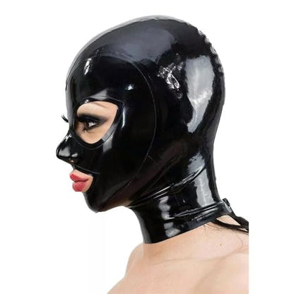 Black Latex Hood Masks,Full Face Latex Mask for Men Women,Fetish Rubber Hooded Masks