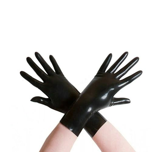 Black Latex Gloves,Natural Rubber Short Gloves Cosplay Costumes