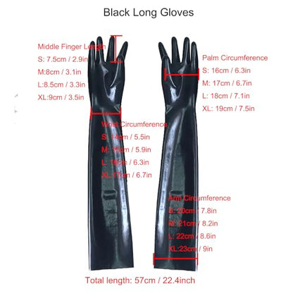 Black Latex Long Gloves,Natural Rubber Gloves Cosplay Costume Night Clubwear