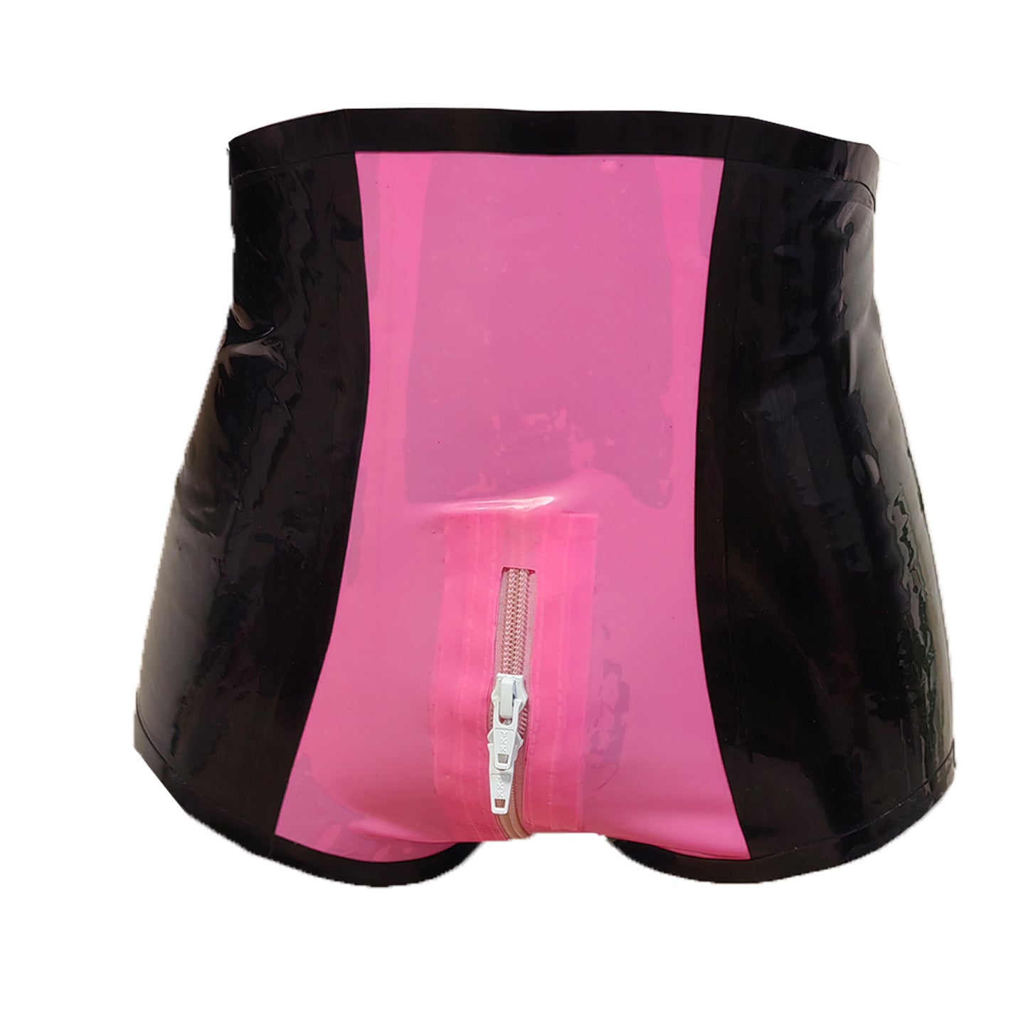 Black Pink Stitching Women's Latex Shorts