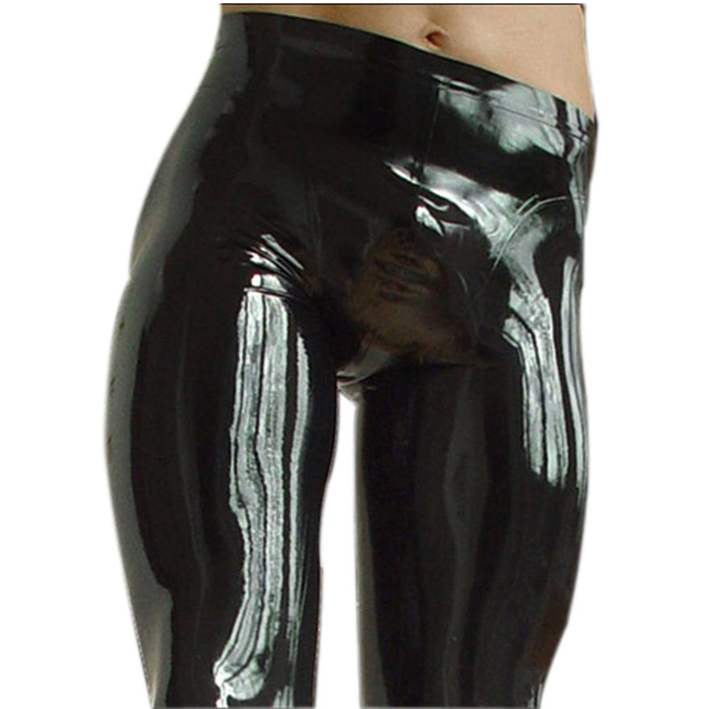 Men Handmade Black Latex Pants Integrated Socks Rubber Leggings Clubwear