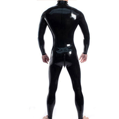 Latex Catsuit with Double Shoulder Zipper and Crotch Zipper