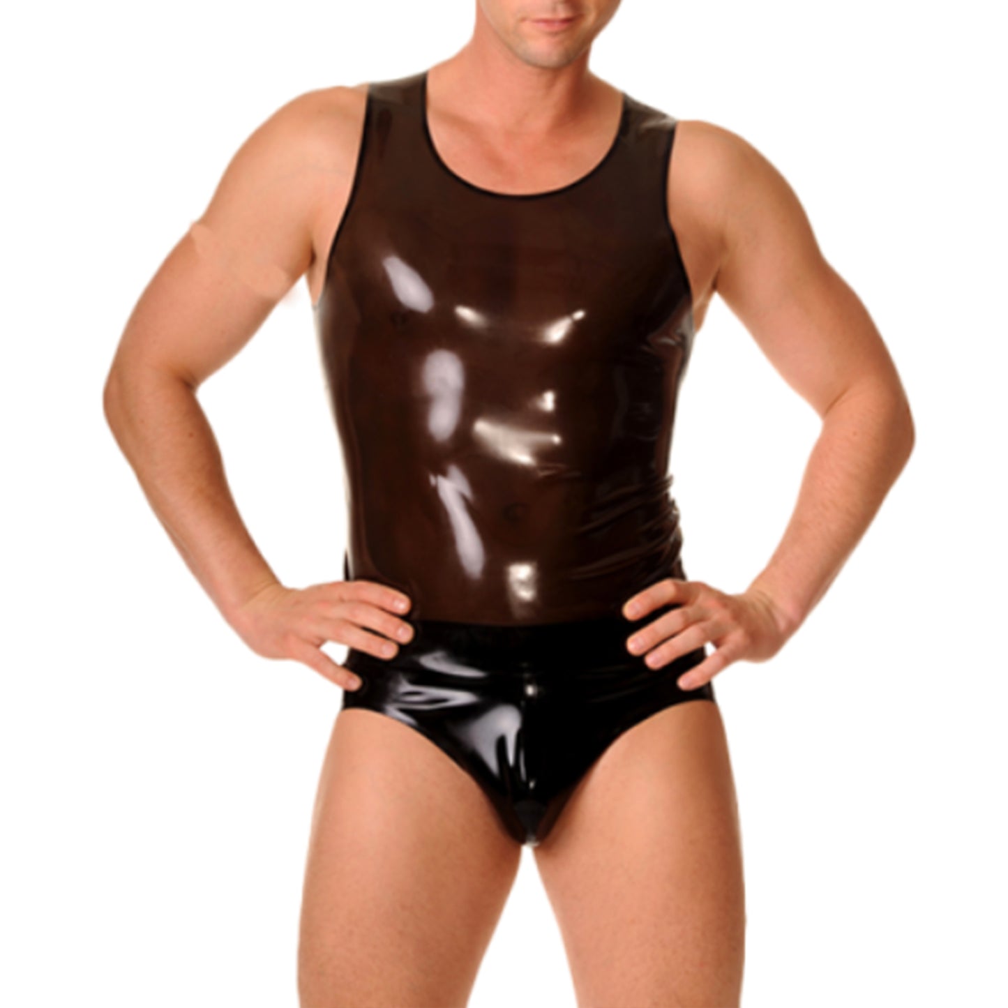 Fashion Black Men's Latex Vest,Natural Rubber Latex T-Shirt