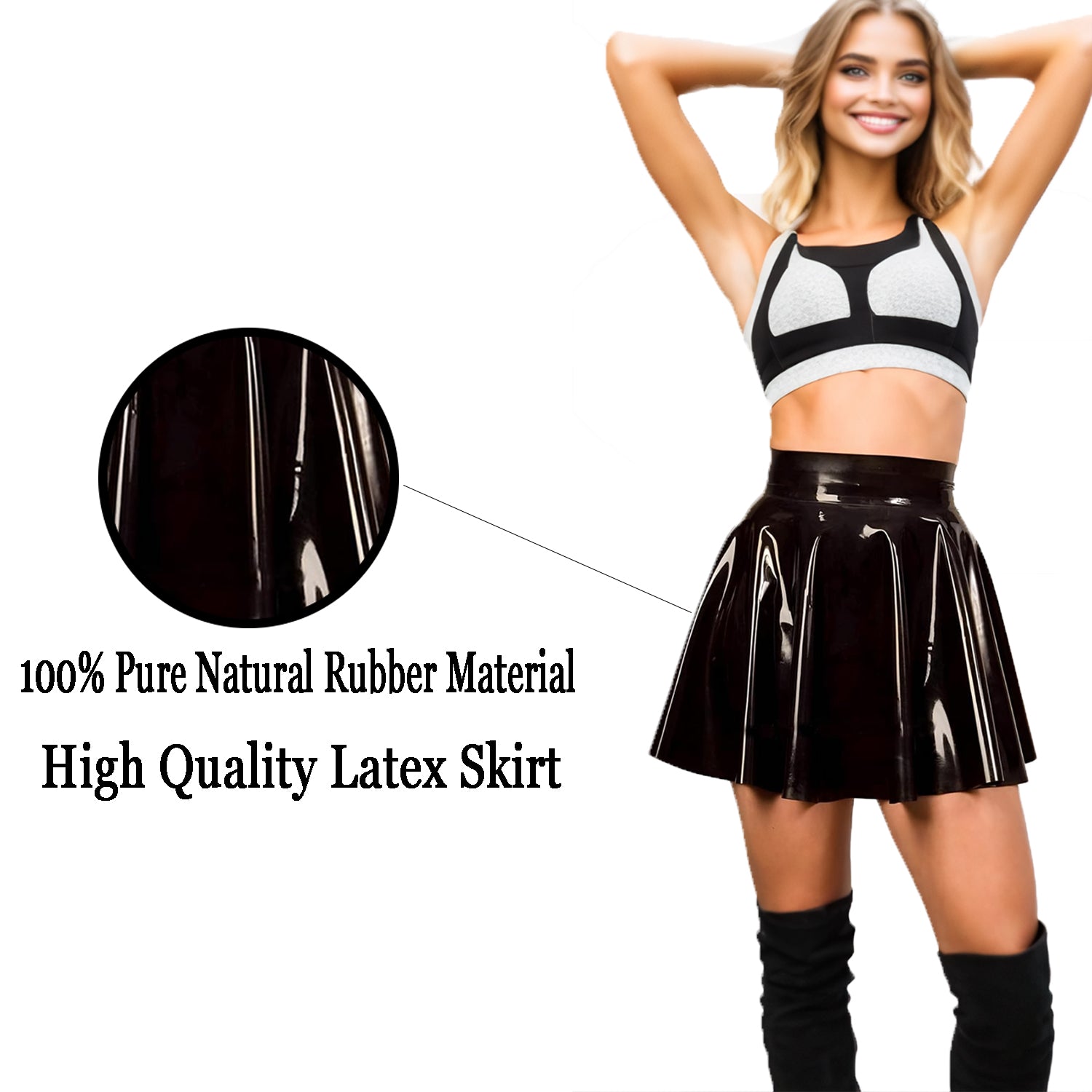 Lequida Women's Black Latex Micro Mini Skirt - Rubber Pencil Skirt, One Size