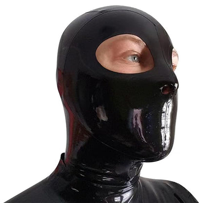 Black Full Face Latex Hood,Bondage Mask Hood