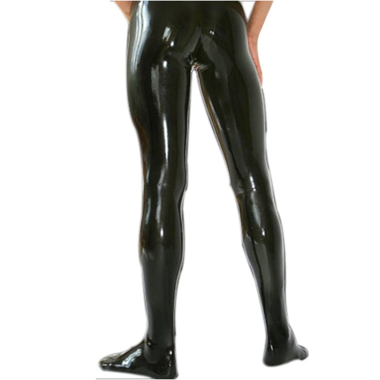 Men Handmade Black Latex Pants Integrated Socks Rubber Leggings Clubwear